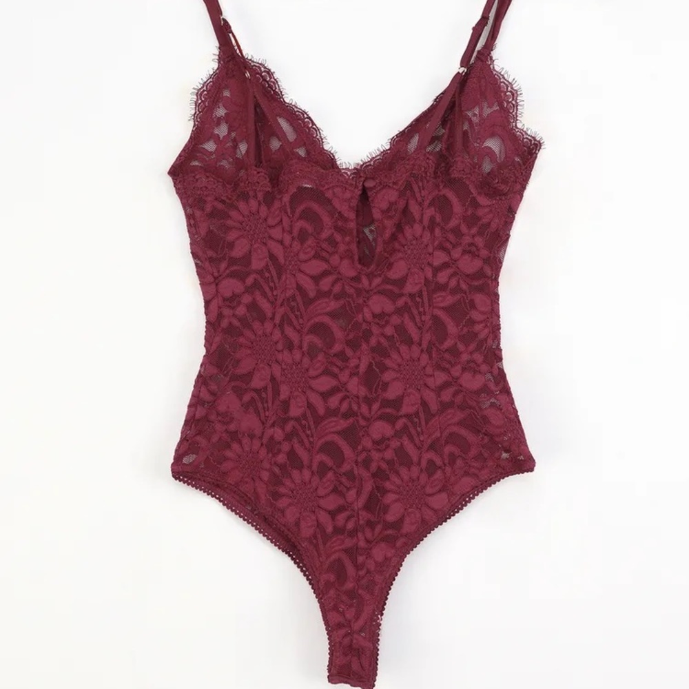 Free people Bedroom Date Lace Button Bodysuit